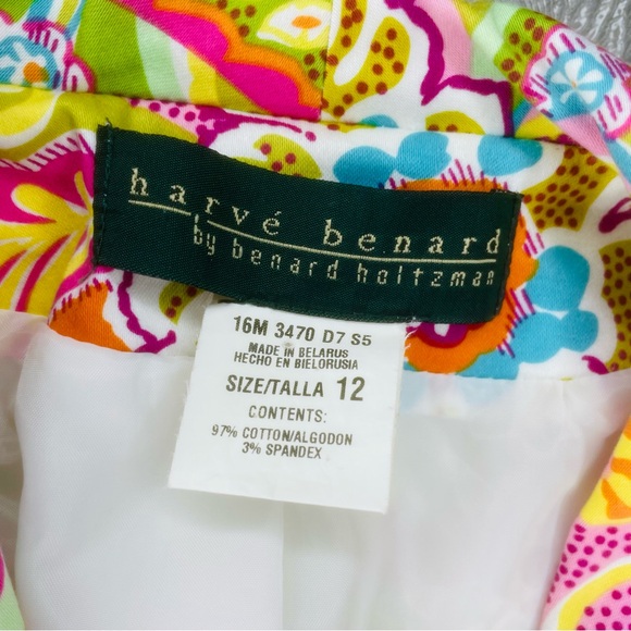 Harve Benard Womens Lined Blazer Multicolor Cotton Blend Jacket Sz 12 shirt top - Picture 5 of 7